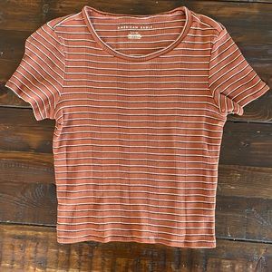 American Eagle striped T-shirt in brown black and white. Size S. GUC.